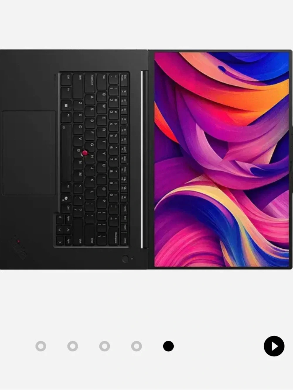 Lenovo Black Laptop with Vivid Red and Blue Display